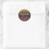 Sticker Rond Bachelorette Confetti violet et or (Sac)