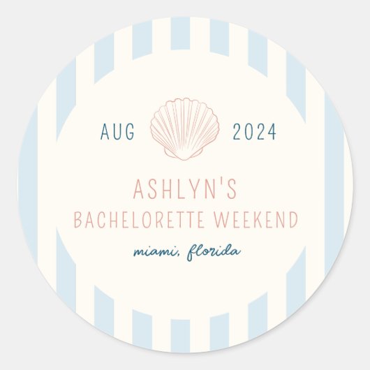 Sticker Rond Bachelorette côtière (Devant)