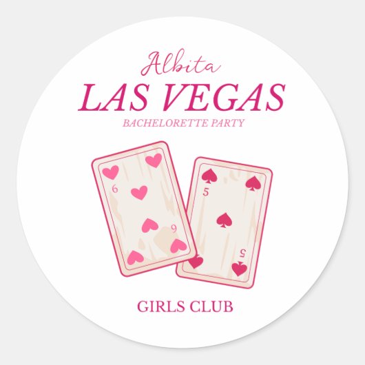 Sticker Rond bachelorette de las vegas classique rose (Devant)
