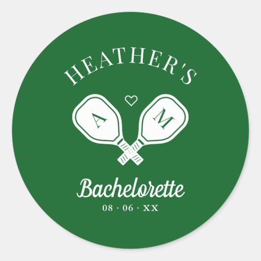 Sticker Rond Bachelorette dernière Pickleball (Devant)