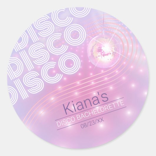 Sticker Rond Bachelorette Disco Rétro V2 ID928 (Devant)