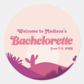 Sticker Rond Bachelorette du coucher de soleil du désert (Devant)