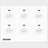 Sticker Rond Bachelorette en verre Coupe Bubbly (Feuille)