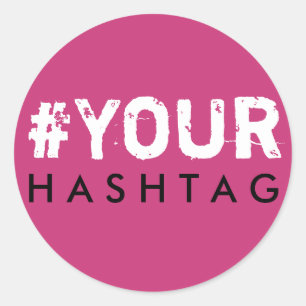 Sticker Rond Bachelorette Hashtag Pink Black White