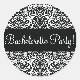 Sticker Rond Bachelorette Party Damask Enveloppe Sceau