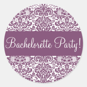 Sticker Rond Bachelorette Party Damask Enveloppe Sceau