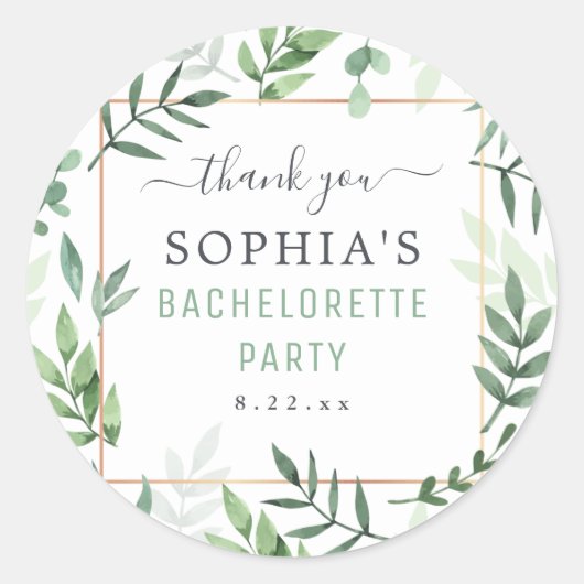 Sticker Rond Bachelorette Party Elegant Mariage aquarelle (Devant)