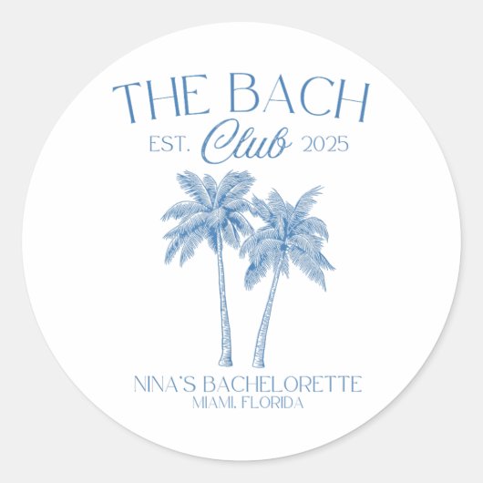 Sticker Rond Bachelorette personnalisée Beach Bridal 2025 (Devant)