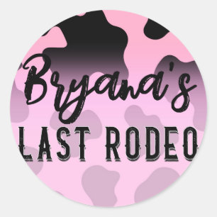 Sticker Rond Bachelorette Rodéo Rosée et Black Cowgirl Dernière
