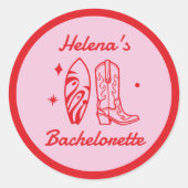 Sticker Rond Bachelorette rouge et rose du littoral (Devant)