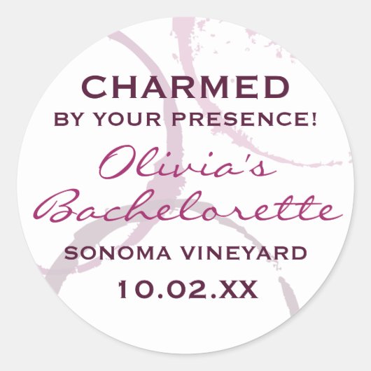 Sticker Rond Bachelorette Rustique Charming Burgundy Wine Stain (Devant)