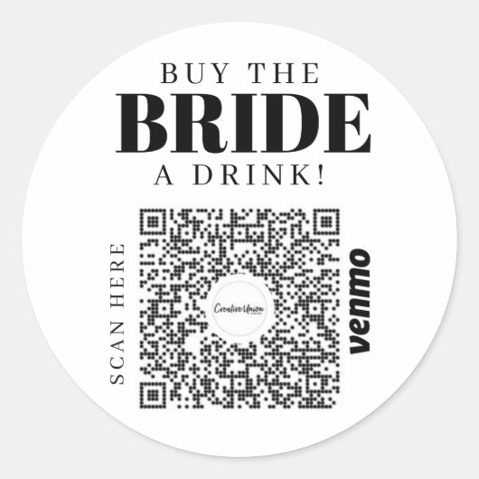 Sticker Rond Bachelorette Venmo Code QR Acheter La Mariée Un Ve (Devant)