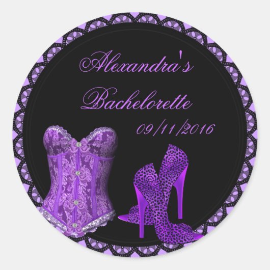 Sticker Rond Bachelorette violet noir dentelle Chaussures (Devant)