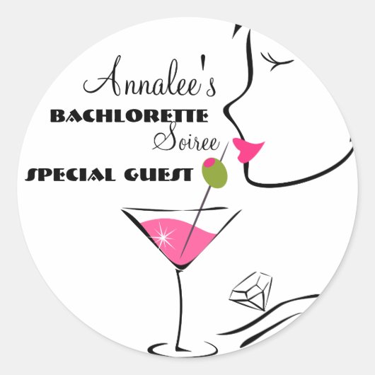 Sticker Rond Bachlorette Martini (Devant)