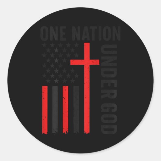 Sticker Rond Back One Nation Under God American Flag Christian  (Devant)
