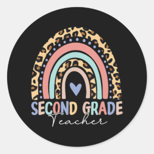 Sticker Rond Back To School Rainbow Leopard