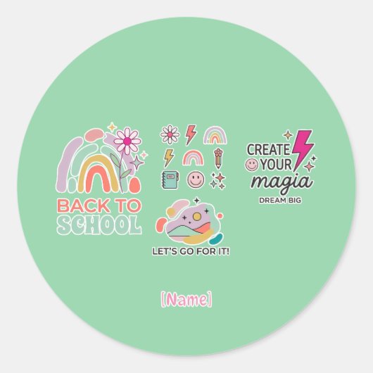 Sticker Rond Back to School Rainbow / Regreso Arcoíris Escolar (Devant)