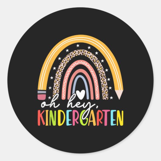 Sticker Rond Back To School Students Teacher Rainbow Oh Hey Kin (Devant)