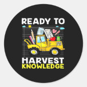 Sticker Rond Back To School Teacher Farming Tractor Farmer Kids (Devant)