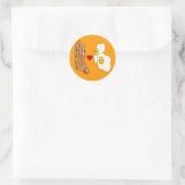 Sticker Rond Bacon Aime les oeufs Amusant conception Bacon (Sac)