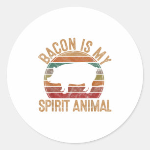 Sticker Rond Bacon Est Mon Esprit Animal Cadeau Retro Bbq Costu