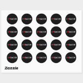 Sticker Rond Bacon I Love (Feuille)
