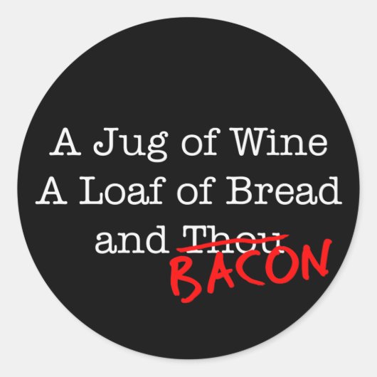 Sticker Rond Bacon Jug de vin (Devant)
