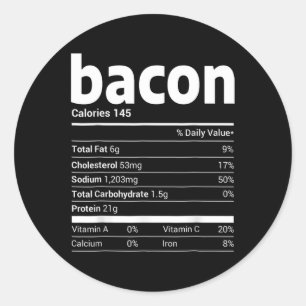 Sticker Rond Bacon Nutrition Fiches familiales Correspondance d