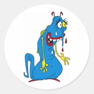 Sticker Rond Bactérie bleue