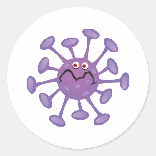 Sticker Rond Bactérie germée de dessin animé drôle (Devant)