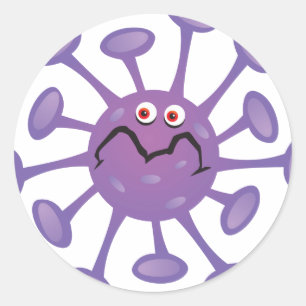 Sticker Rond Bactéries de germe de dessin drôle
