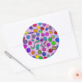 Sticker Rond Bactéries microscopiques de dessin animé Doodle Ar (Enveloppe)