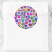 Sticker Rond Bactéries microscopiques de dessin animé Doodle Ar (Sac)