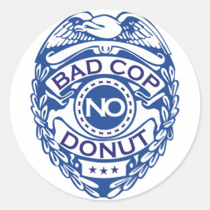 Sticker Rond Bad Cop No Donut - Bleu