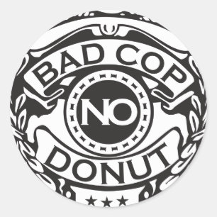 Sticker Rond Bad Cop No Donut - Noir