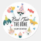 Sticker Rond Bad Two Bone Dogs & Cat Balloons 2e anniversaire (Devant)