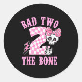 Sticker Rond Bad Two The Bone Birthday 2 Years Old Nk Checkered (Devant)