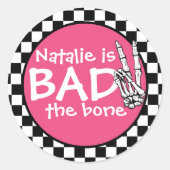 Sticker Rond Bad Two The Bone Personnalisé 2e fête d'anniversai (Devant)