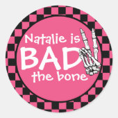 Sticker Rond Bad Two The Bone Personnalisé 2e fête d'anniversai (Devant)
