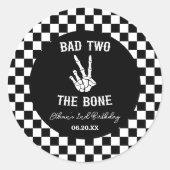 Sticker Rond Bad Two The Bone Skeleton 2e fête d'anniversaire (Devant)