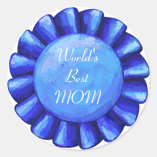 Sticker Rond Badge Bleu, Meilleure MOM au monde (Devant)