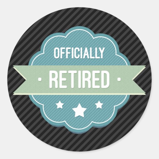 Sticker Rond Badge Bleu Officiellement Retiré (Devant)