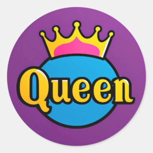 Sticker Rond Badge Couronne Rond de Reine