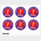 Sticker Rond Badge de football 7e anniversaire pour personnalis (Feuille)