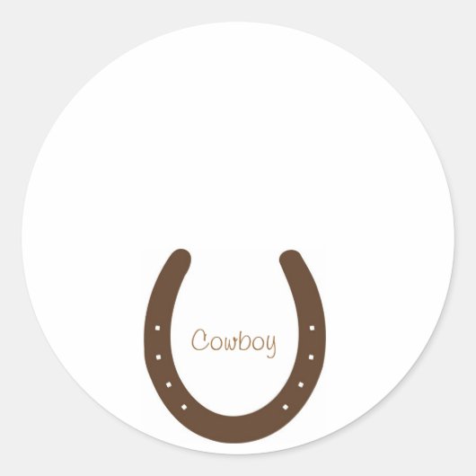 Sticker Rond badge de nom "Cowboy" avec fer à cheval (Devant)