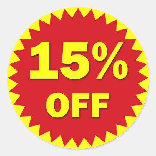 STICKER ROND BADGE DE VENTE AU DÉTAIL - 15 % DE BAS (Devant)