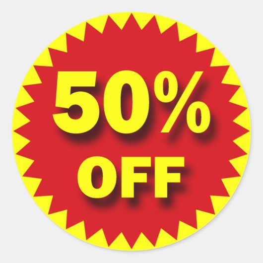 STICKER ROND BADGE DE VENTE AU DÉTAIL - 50% DE BONNE (Devant)