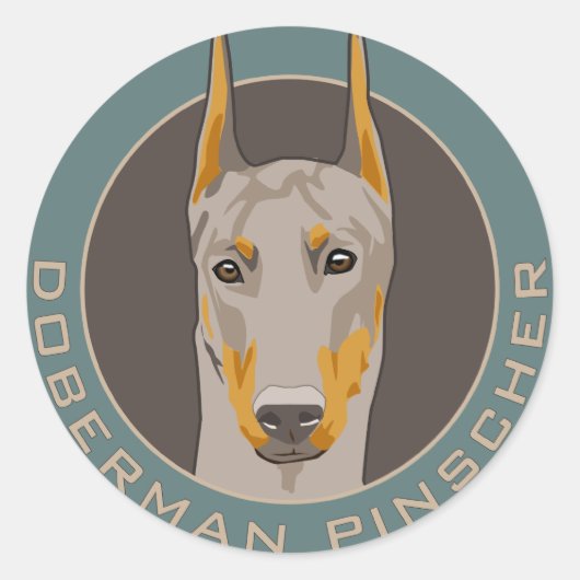 Sticker Rond Badge Doberman, Fawn (Devant)