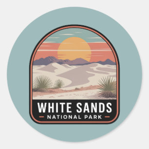 Sticker Rond Badge du désert du parc national de White Sands