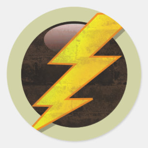 Sticker Rond Badge Éclair Rétro Grunge Électrique